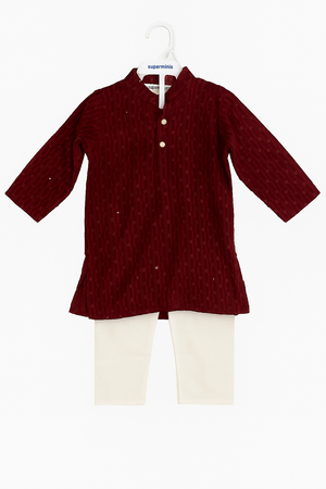 Maroon Textured Kurta
