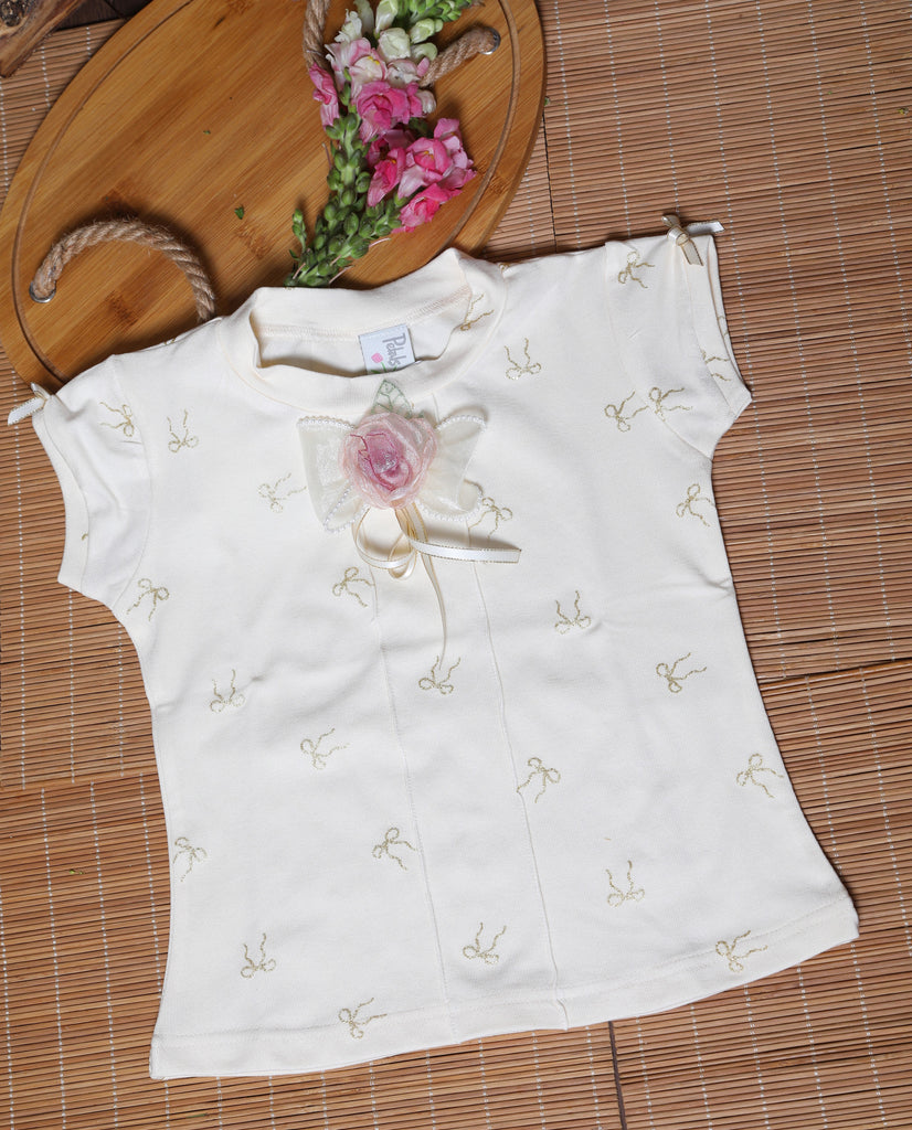 Ivory Blossom Bow Top – Petals18 - Main Image