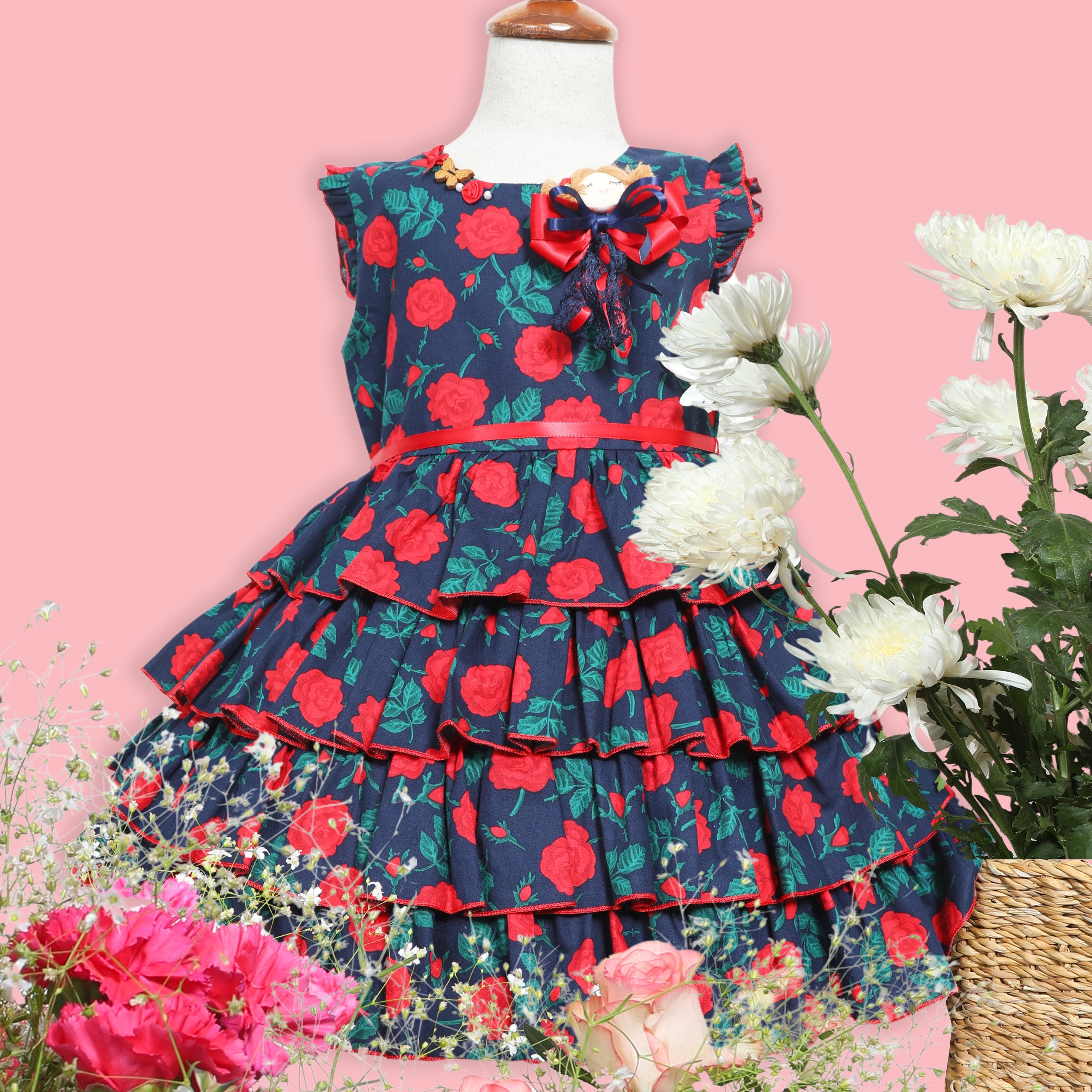 Rosette Ruffle Charm Dress