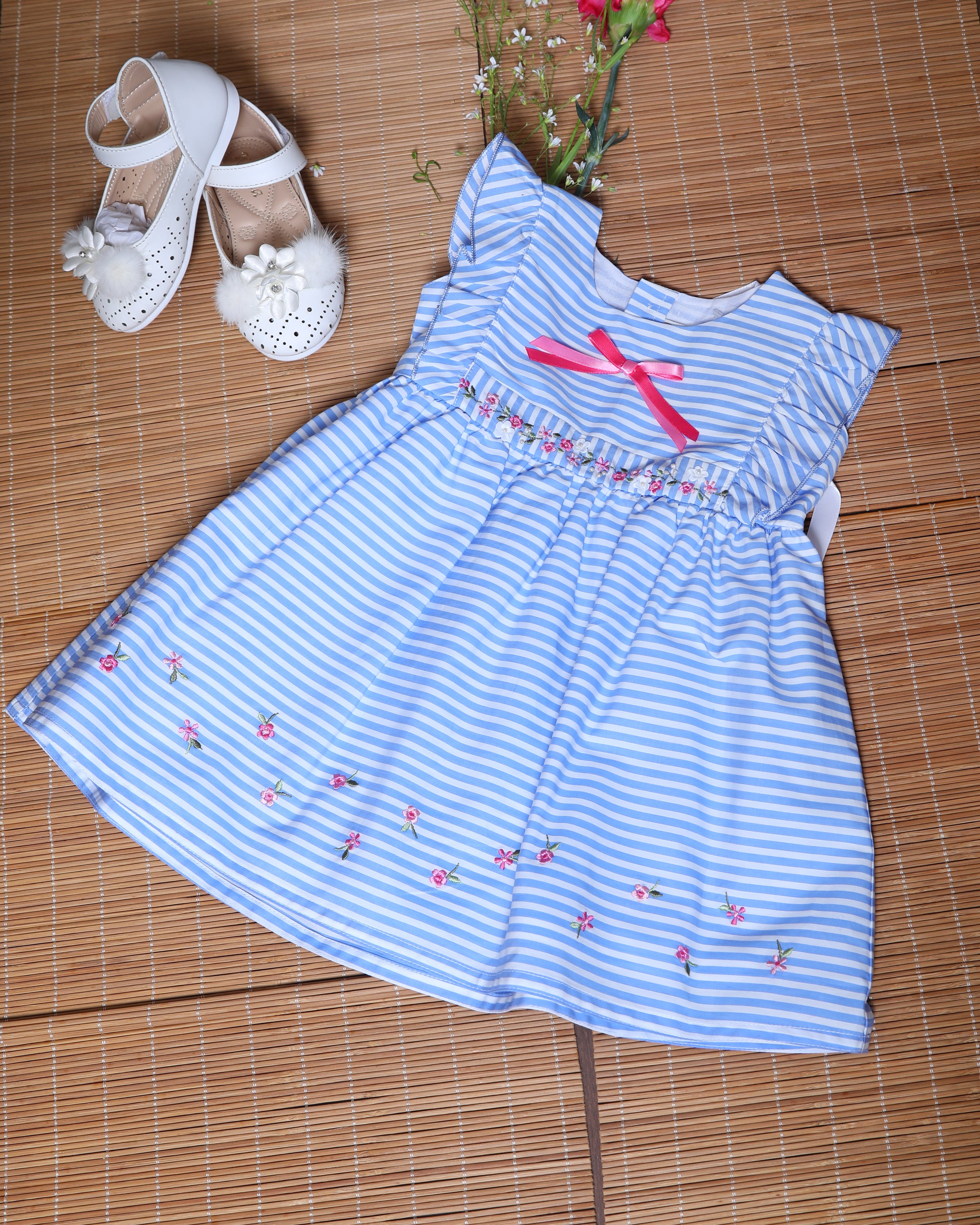 Blue Stripped Cotton Frock