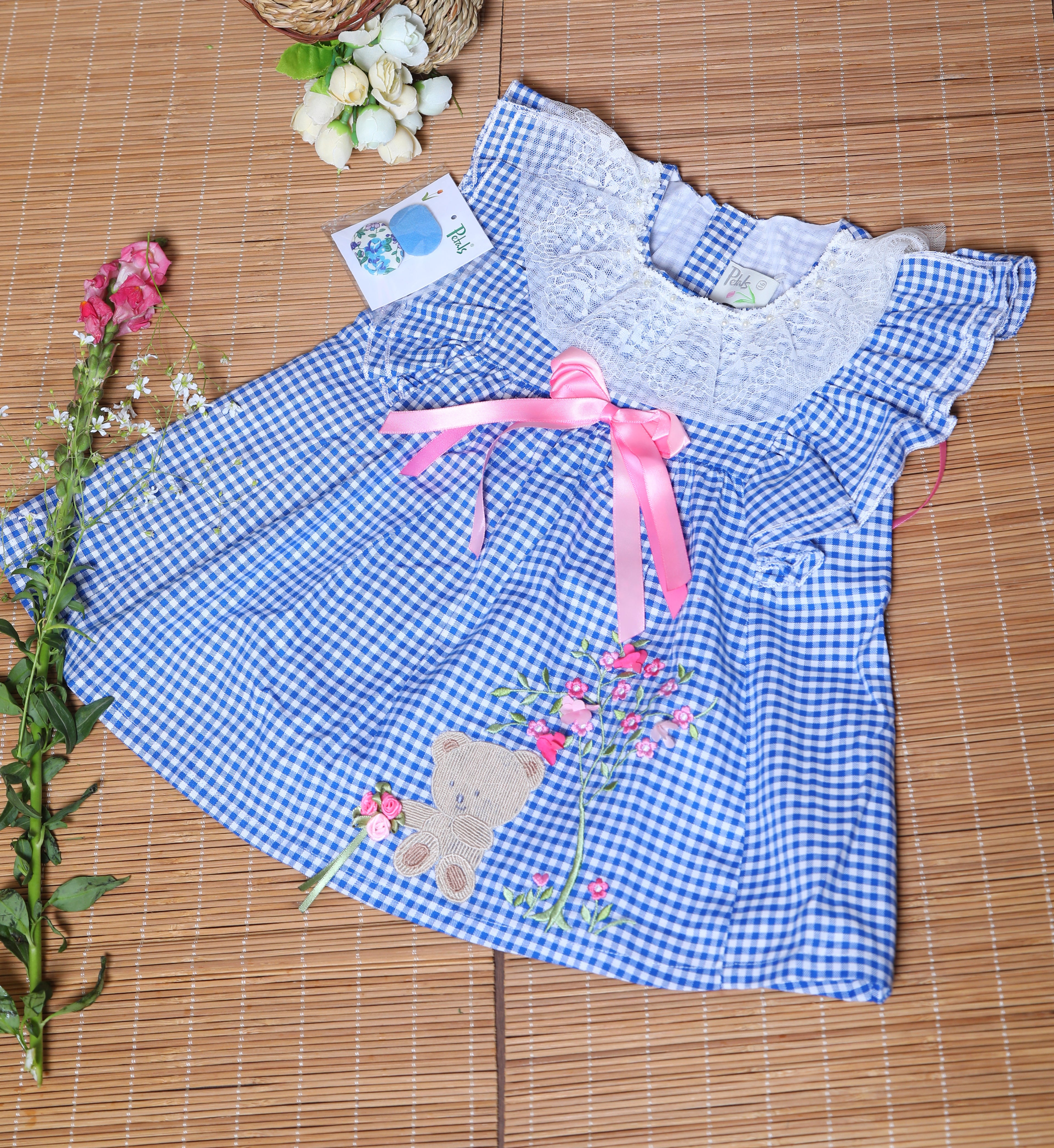 Blue Baby Frock with Patch Work