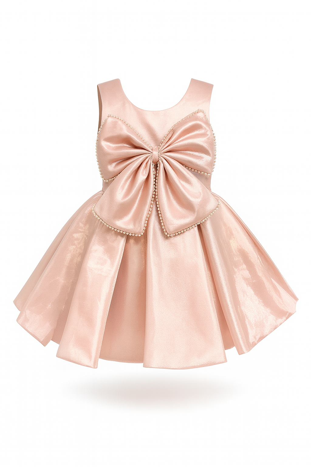 Blush Pink Satin Frock with Statement Bow
