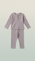 Lilac Grey Ribbed Leggings and Top Set