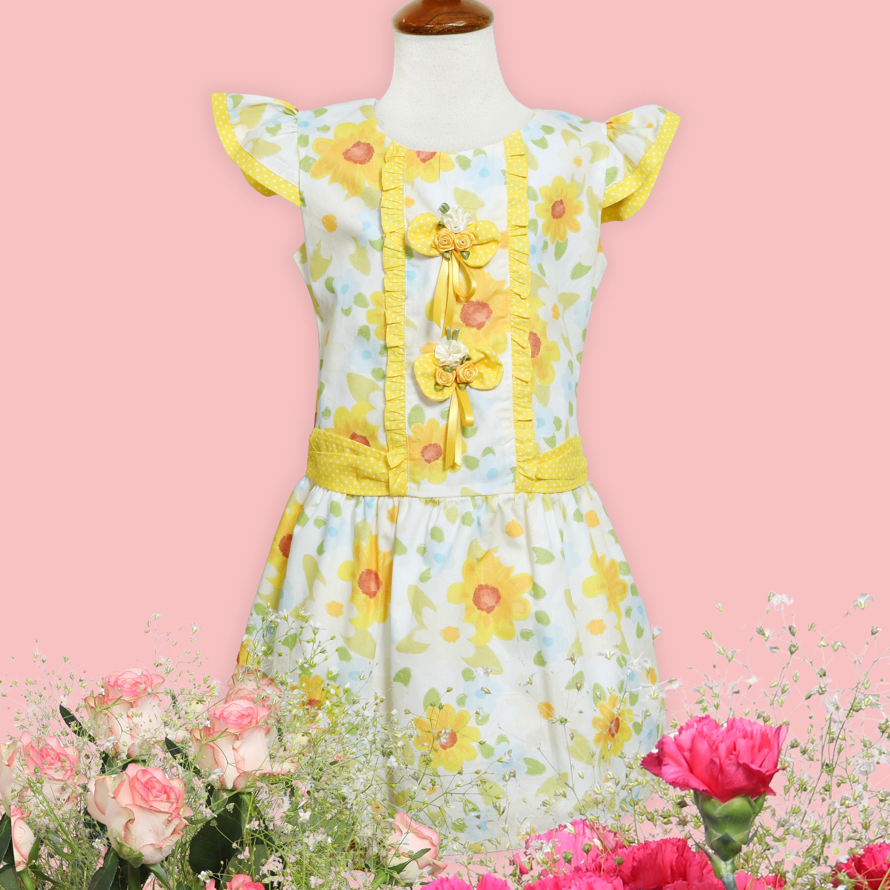 Yellow Bloom Ruffle Frock