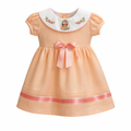Peach Blossom Embroidered Collar Frock