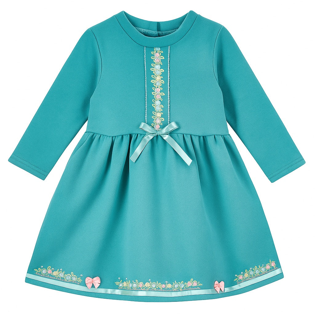 Teal Floral Baby Dress