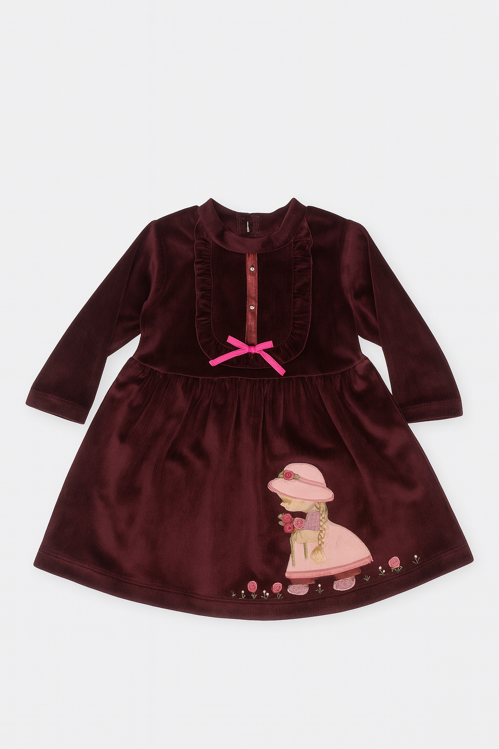 Maroon Velvet Baby Dress