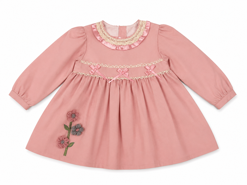 Rosé Bloom Lace Trim Dress