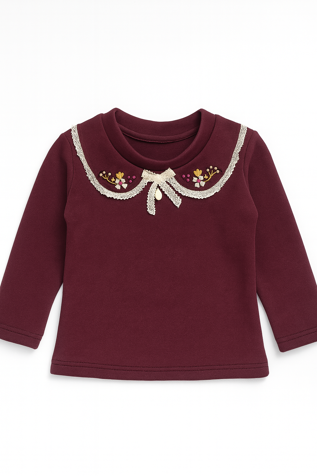 Maroon Lace Collar Baby Top