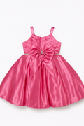 Rose Pink Satin Bow Party Dress