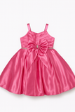 Rose Pink Satin Bow Party Dress