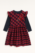 Red Tartan Rose Winter Dress