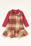 Rose Plaid Ruffle Winter Dress