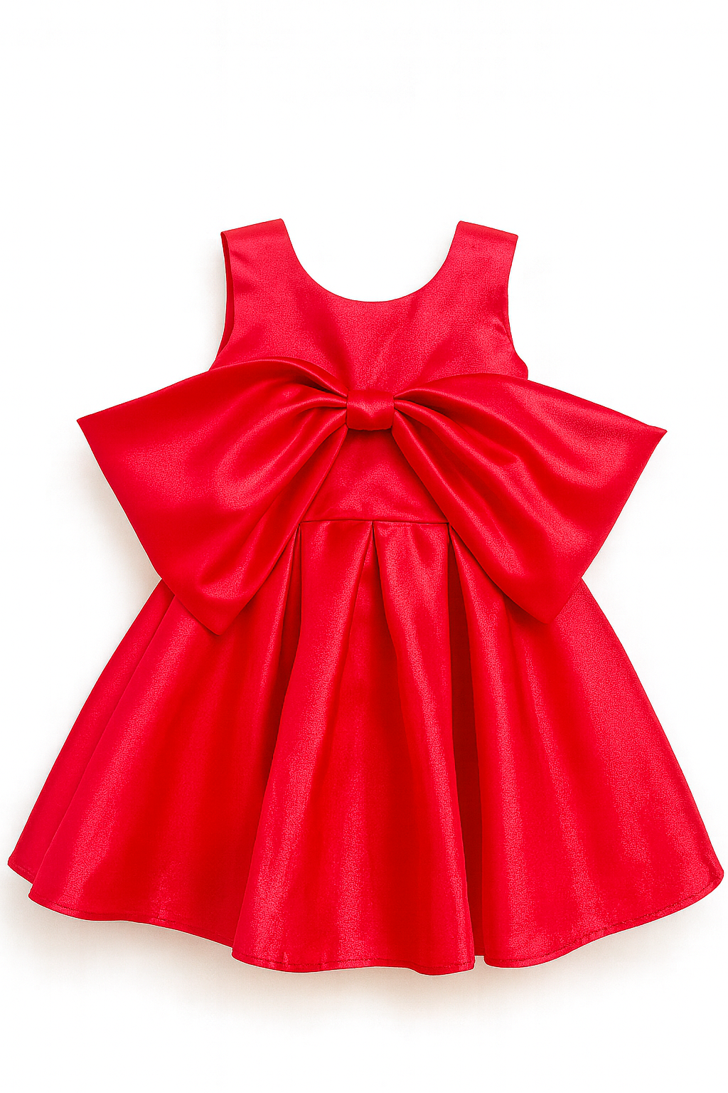Red Satin Party Dress with Oversized Bow