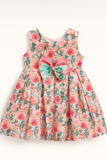 Floral Print Party Dress with Satin Bow