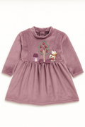 Mauve Winter Dress with Fox & Tree Embroidery