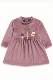 Mauve Winter Dress with Fox & Tree Embroidery