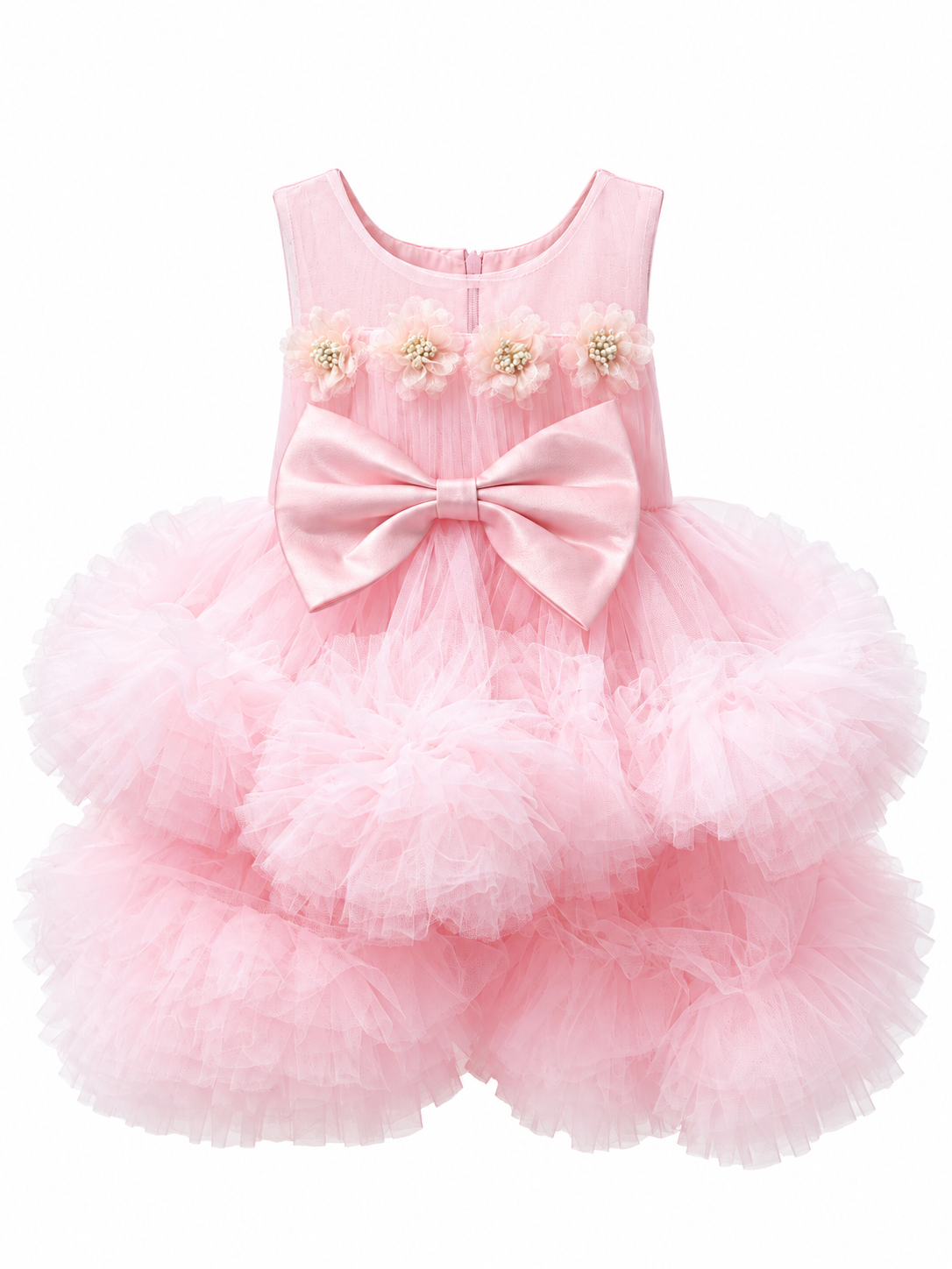 Soft Pink Floral Tulle Frock