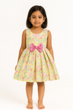 Bright Yellow Floral Frock with Bow