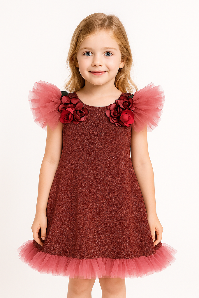 Ruby Sparkle Flower Frock