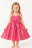 Rose Pink Satin Bow Party Dress