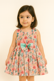 Floral Print Party Dress with Satin Bow