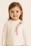 Ivory Winter Top with 3D Floral Appliqué
