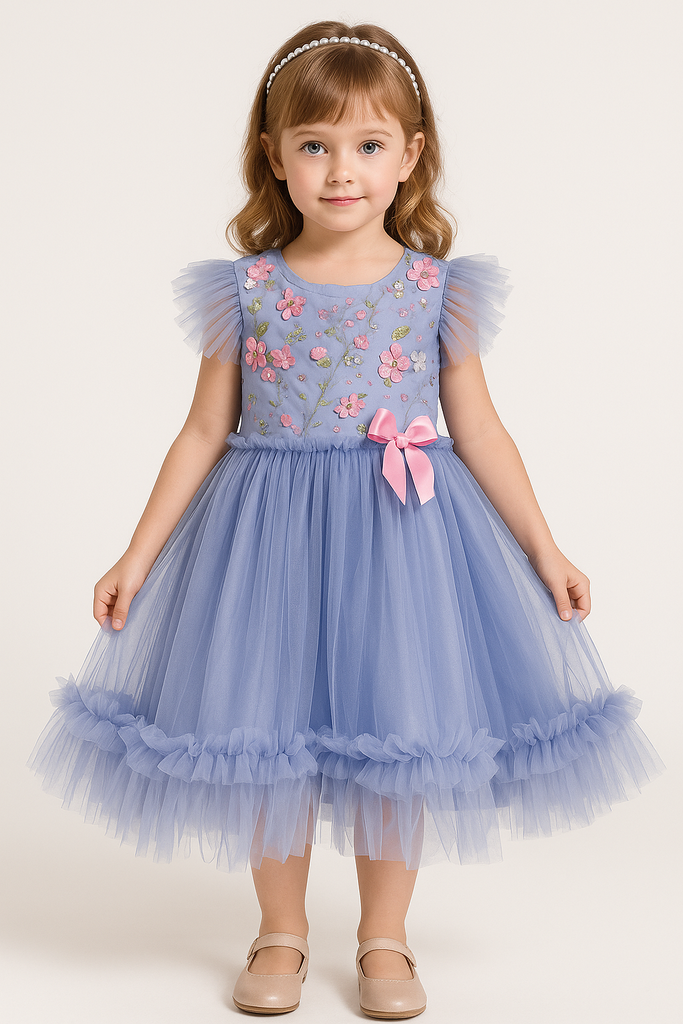 Lavender Garden Embroidered Tulle Frock