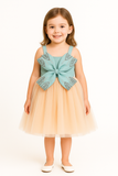 Mint Jewel-Bow Peach Tulle Frock
