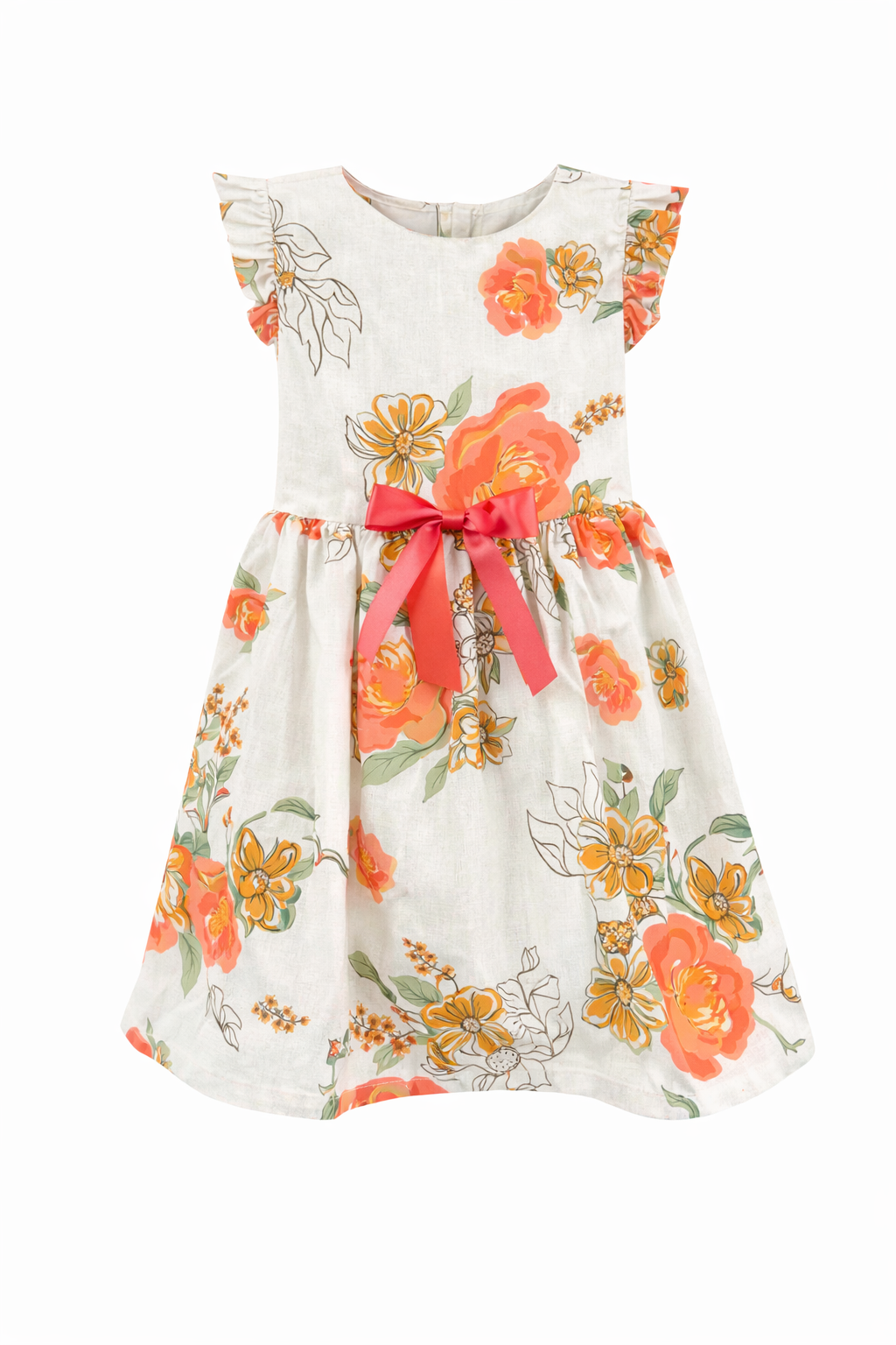 Coral Bloom Floral Dress