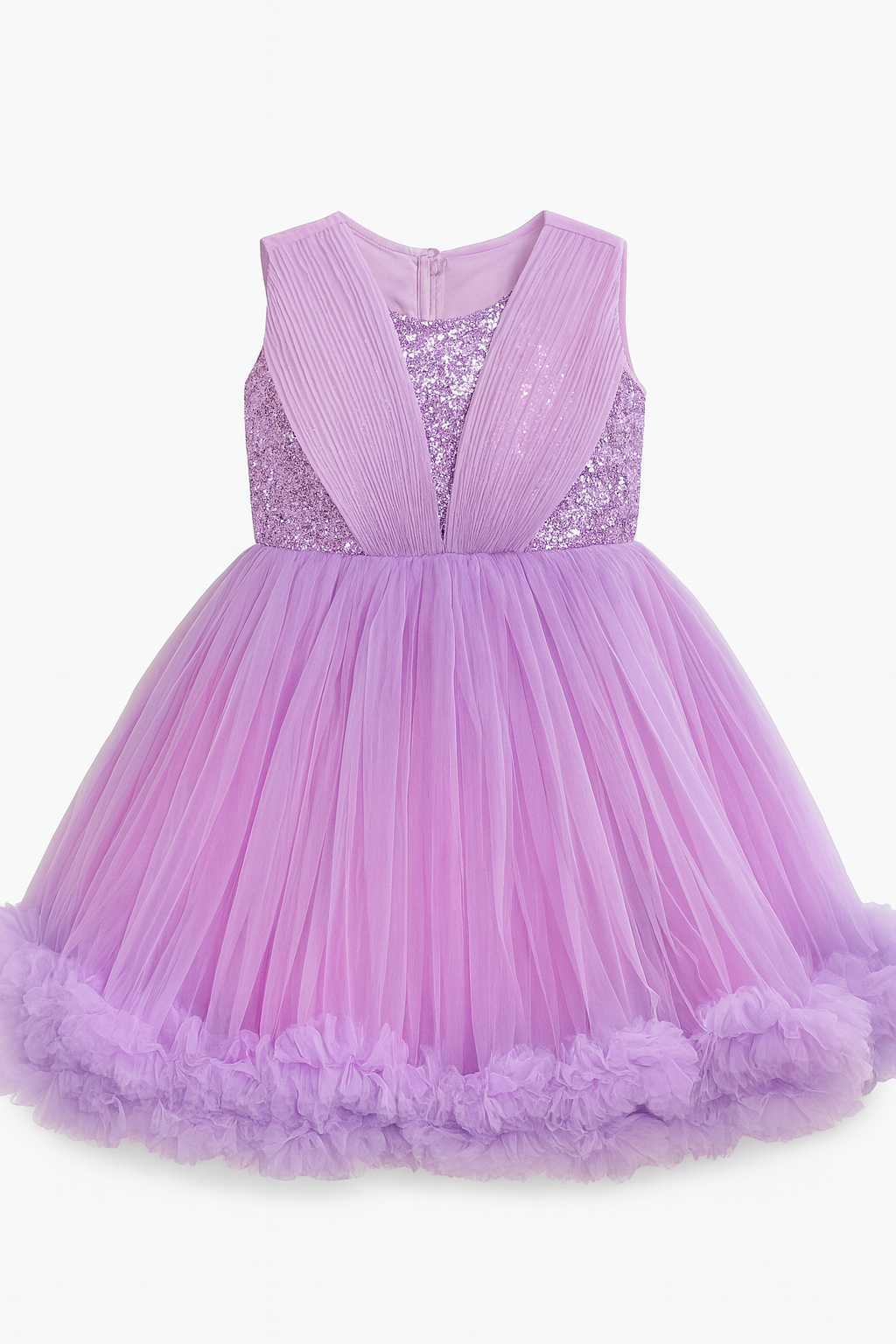 Lavender Stardust Pleated Tulle Gown