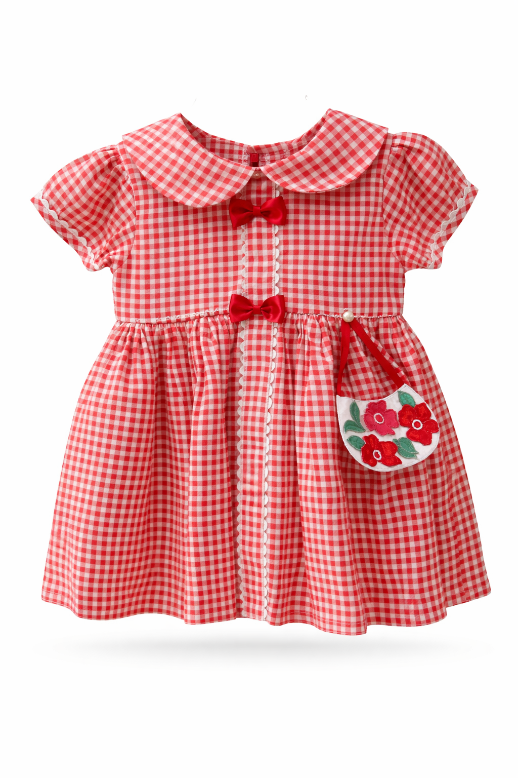 Cherry Gingham Bow Frock