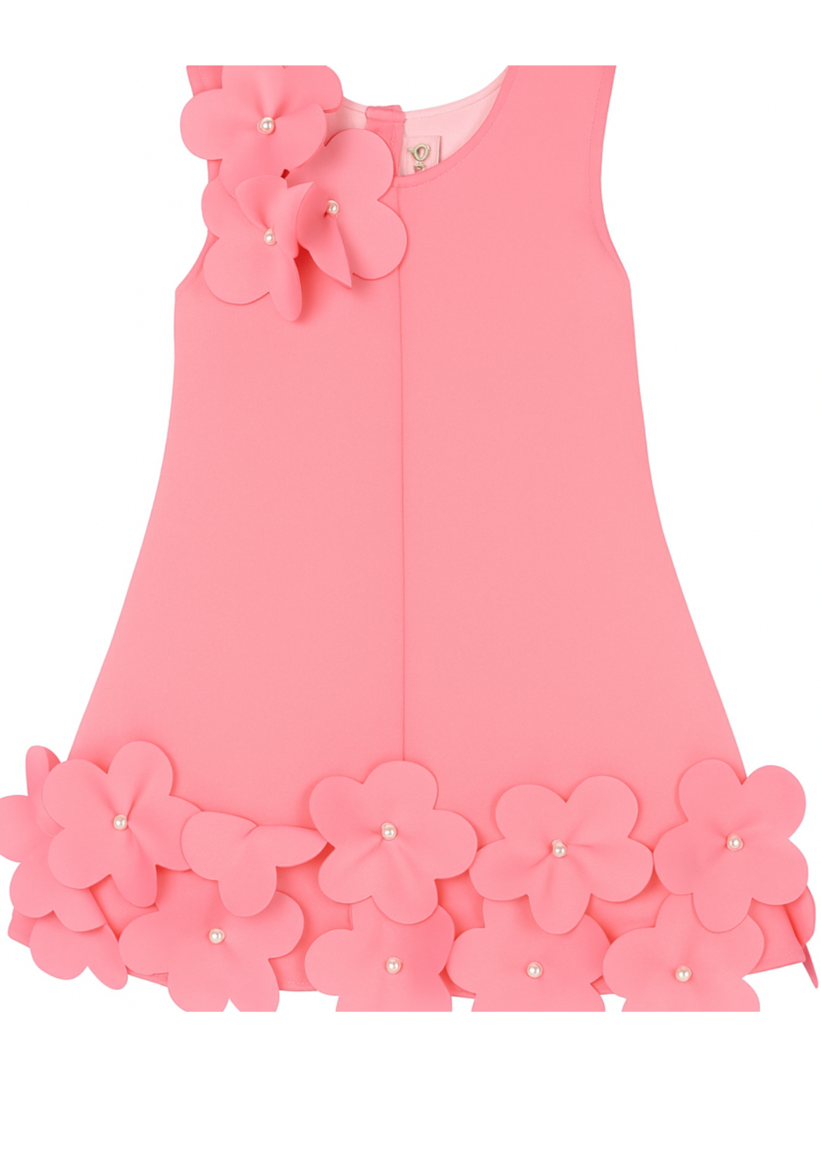 Coral 3D Flower A-Line Party Dress