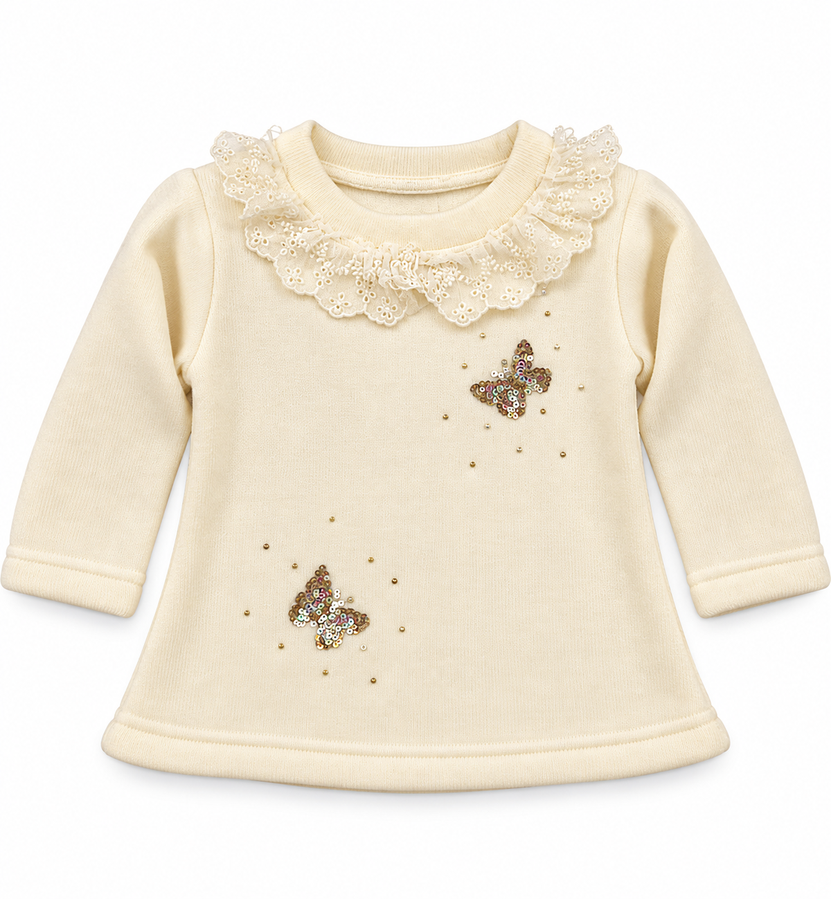 Ivory Lace Collar Butterfly Knit Top