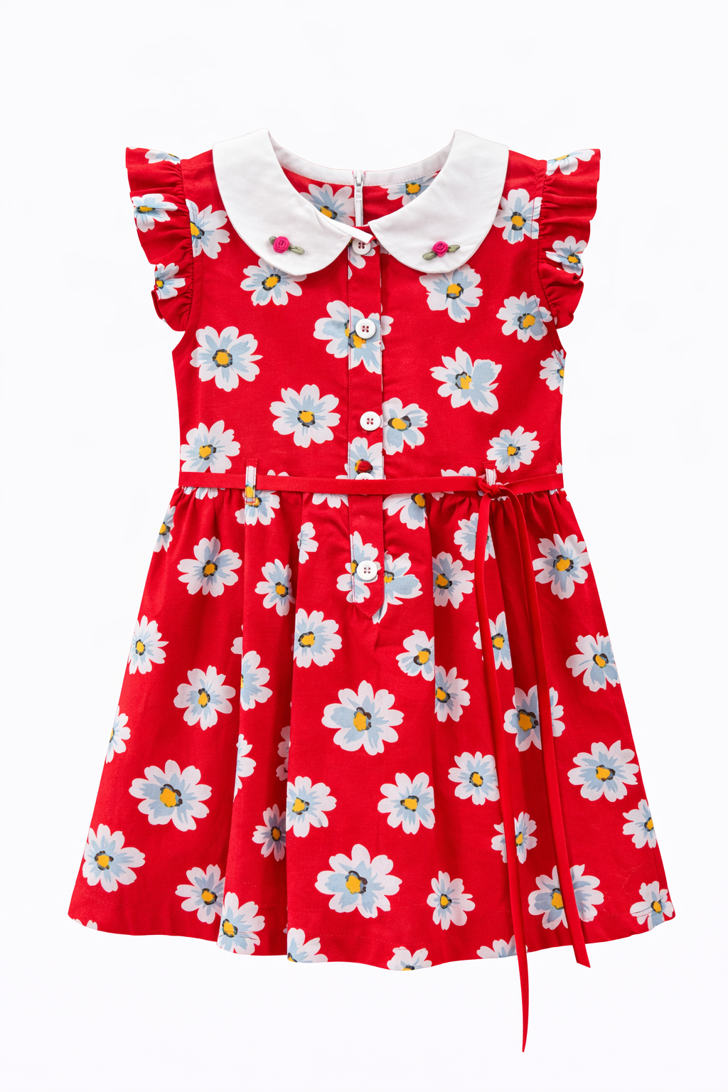 Scarlet Daisy Collar Frock