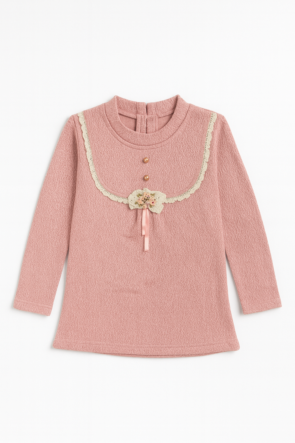 Dusty Pink Lace-Bib Top