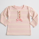 Pink Striped Rosette Top