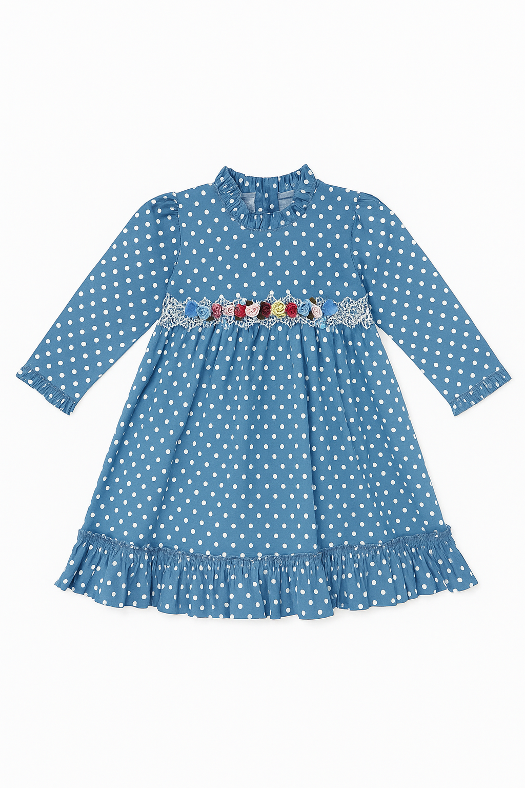 Blue Polka Dot Floral Dress