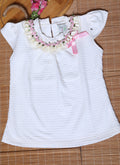 Pearl Blossom White Embroidered Top