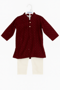 Maroon Textured Kurta