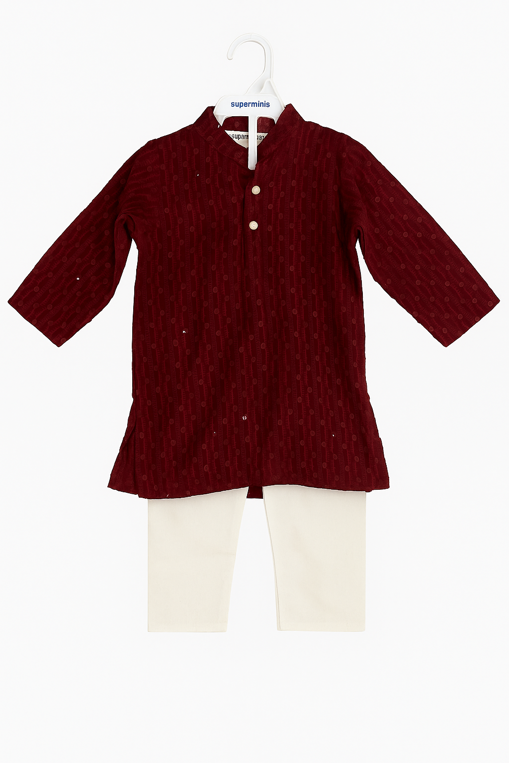 Maroon Textured Kurta