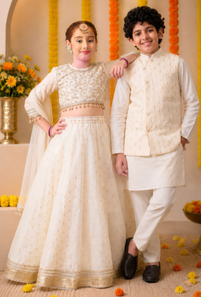 Ivory Kurta Set with Embroidered Nehru Jacket